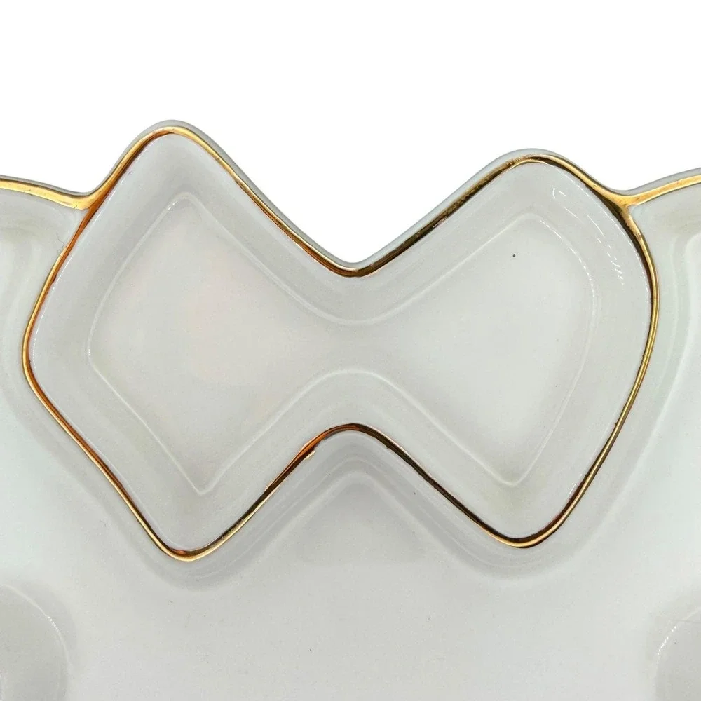 Disney Minnie Mouse Ceramic Trinket Tray White Gold Rim Jewelry Dish FAC0-7996-9